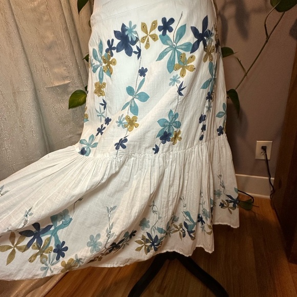 JH Collectibles Size 6 Women's Beaded Floral Ruffled Cotton Skirt Drawstring Zip - Picture 7 of 11